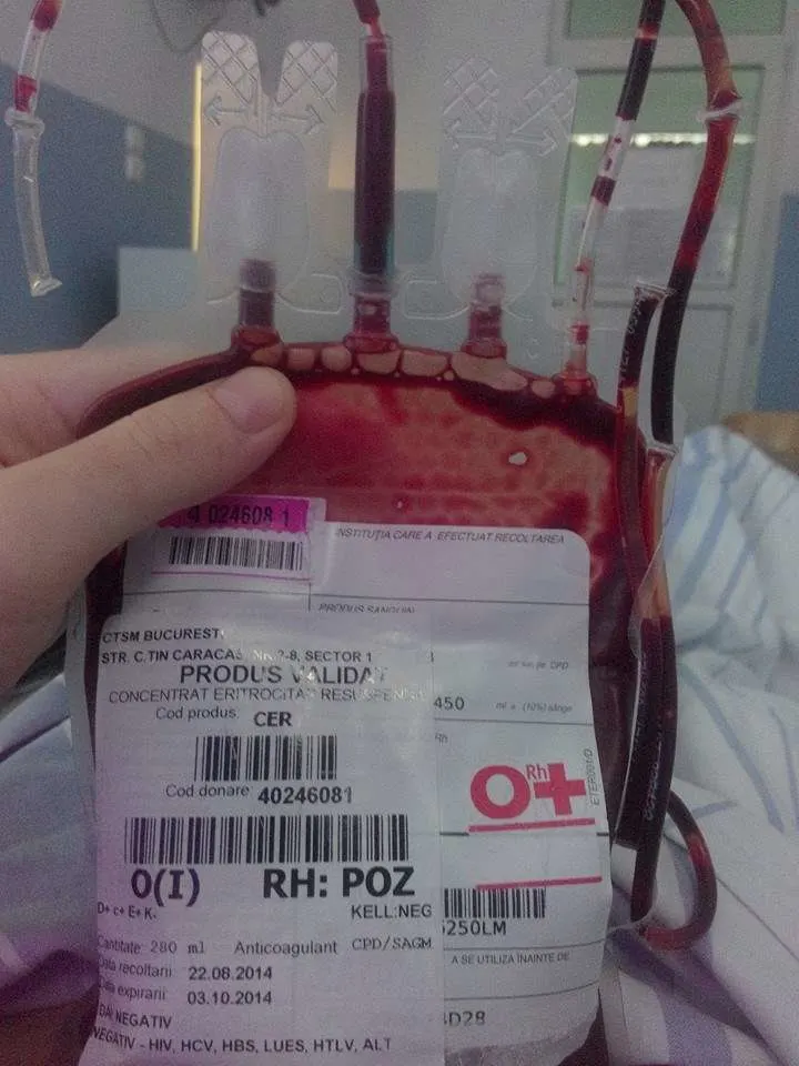 Blood transfusion bags — Hospital Romania, end of 2014