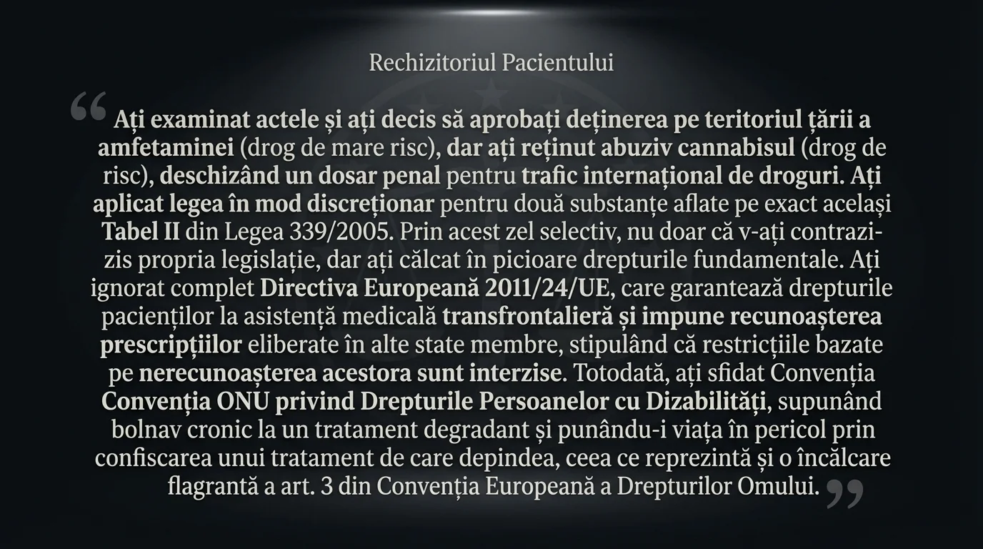 Rechizitoriul pacientului: dosarul penal deschis pentru un medicament prescris legal