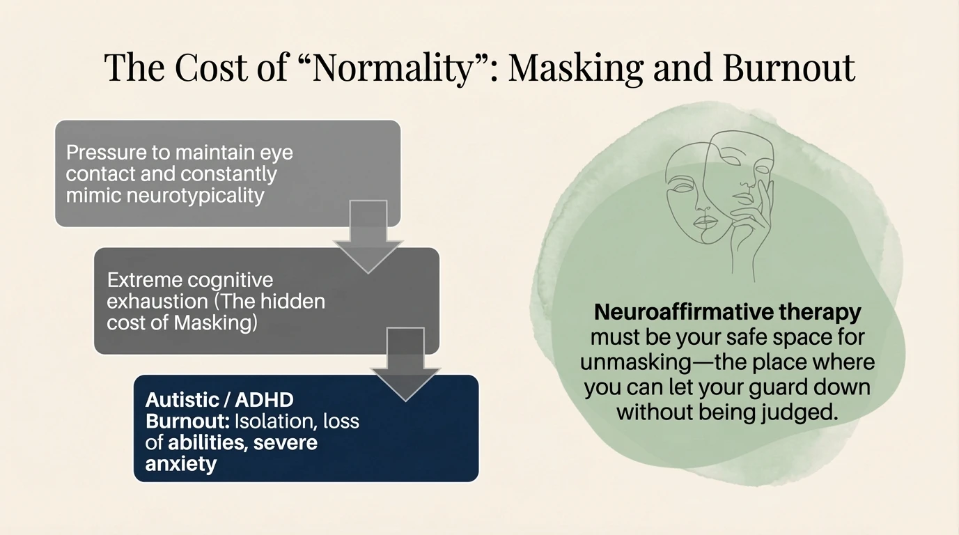 The cost of masking: suppressing stimming, forcing eye contact — dual energy drain and blocked self-regulation